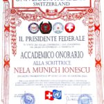 Diploma  Conferimento di Nomina quale Accademico Onorario Universum Academy Switzerland International University of Peace di Lugano